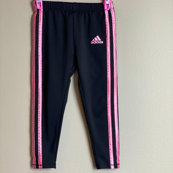 Adidas Black and Pink Athletic Track Pants Toddler Girls Size 3T - Picture 1 of 4